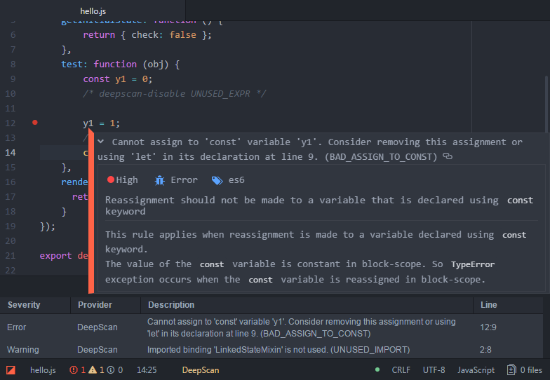 Atom package: Show a rule information directly