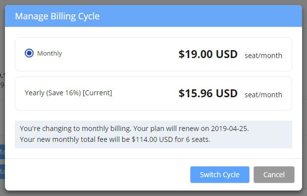Change billing cycle