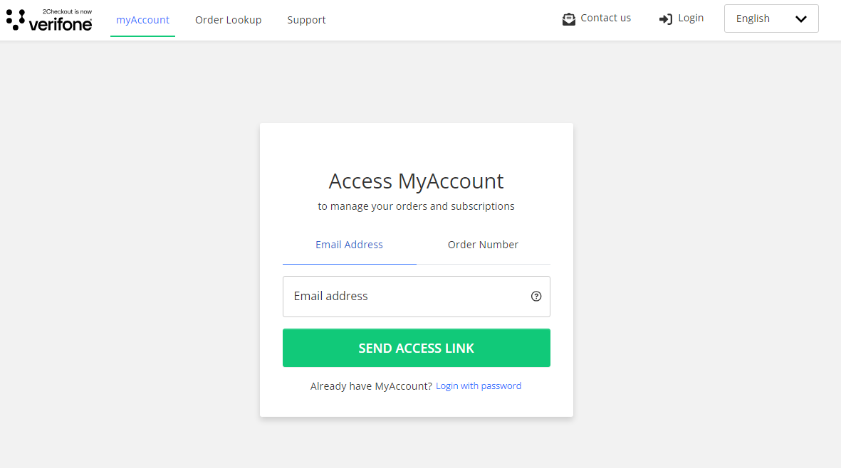 Log in 2Checkout MyAccount