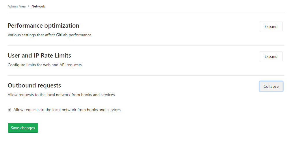 GitLab network settings