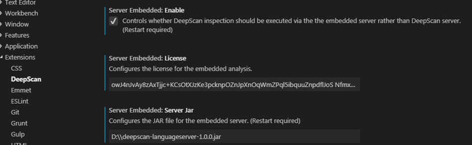Visual Studio Code Extension: Embedded Settings