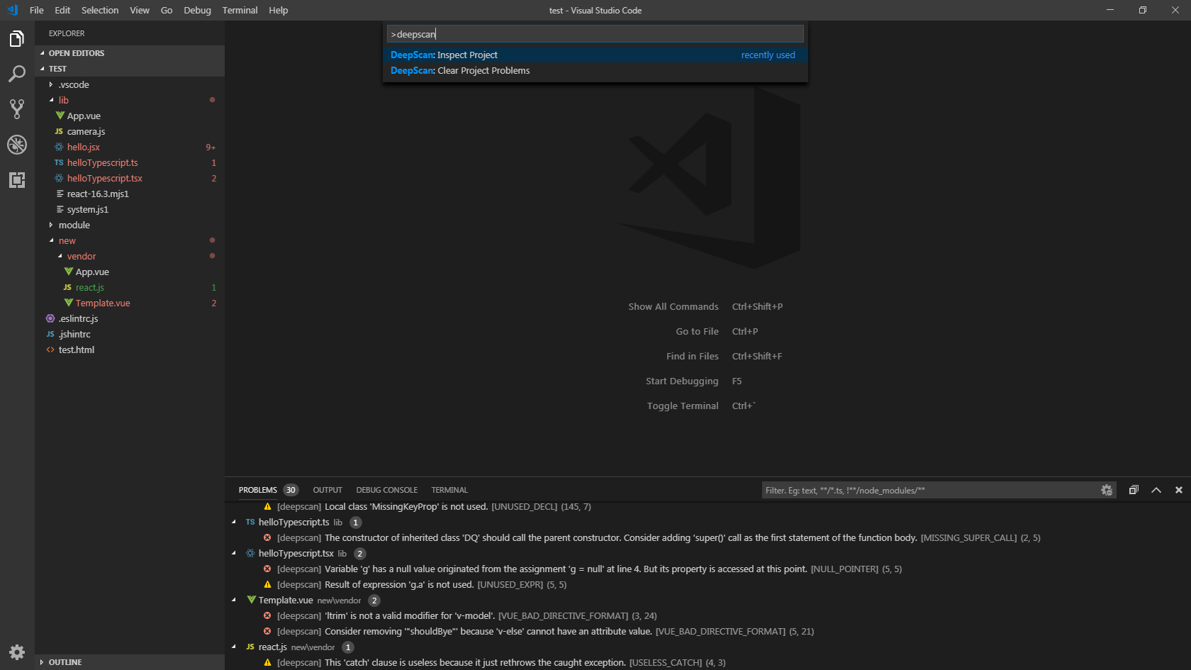 Visual Studio Code Extension: Inspect Project