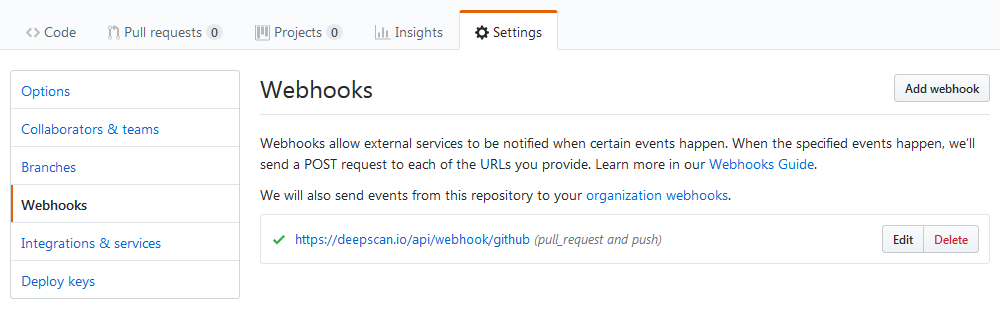 Delete webhooks